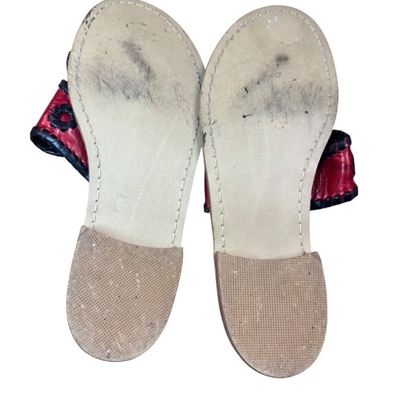 Jack Rogers Womens Red & Navy Leather Sandals With Floral Design Size 6M - Picture 10 of 12